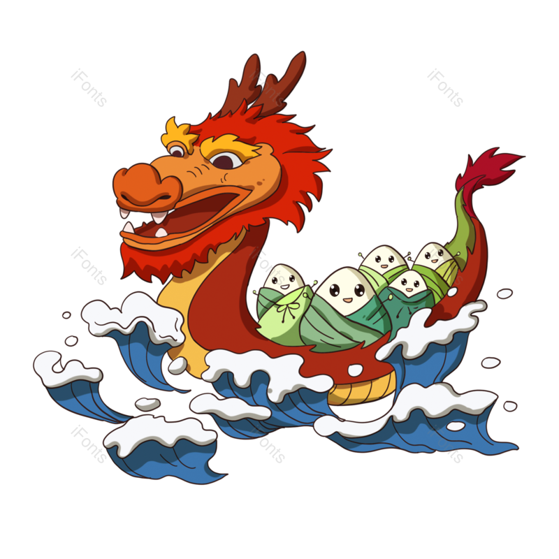 端午节图片,龙舟元素,卡通龙舟PNG,赛龙舟免抠素材